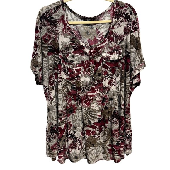 Cocomo Woman Floral V-Neck Blouse 3X - Picture 1 of 7